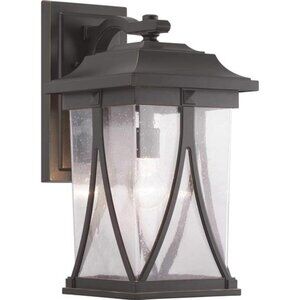 Progress Lighting Abbott Collection 1-Light Clear Seeded Glass Craftsman Outdoor